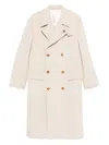 Lardini Double-breasted Wool Coat In Neutral