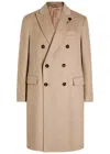 Lardini Double-breasted Wool Coat In Neutral