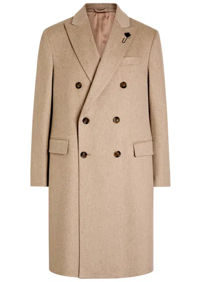 Lardini Double-breasted Wool Coat In Neutral