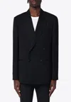 Lardini Structured Double Breasted Jacket With Notched Lapels In Black