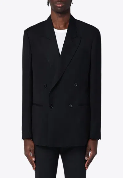 Lardini Double-breasted Wool Jacket In Black