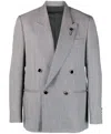 Lardini Double-breasted Jacket In Wool Silk And Linen
