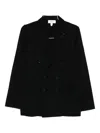 Lardini Double-breasted Black Tailored Jacket With Structured Lapel In Black