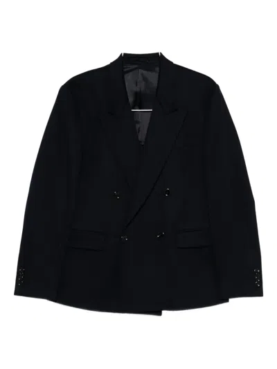 Lardini Double-breasted Wool Jacket In Black