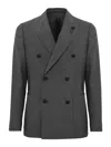 Lardini Roma Double-breasted Jacket In Wool Blend In Grey