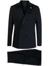 Lardini Double-breasted Wool Suit In Blue