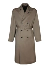 Lardini Double-breasted Wool Trench Coat In Brown