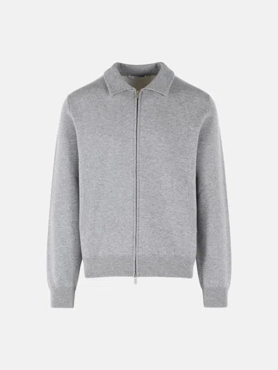 Lardini Double Wool Bomber Jacket Long Sleeves In Gray