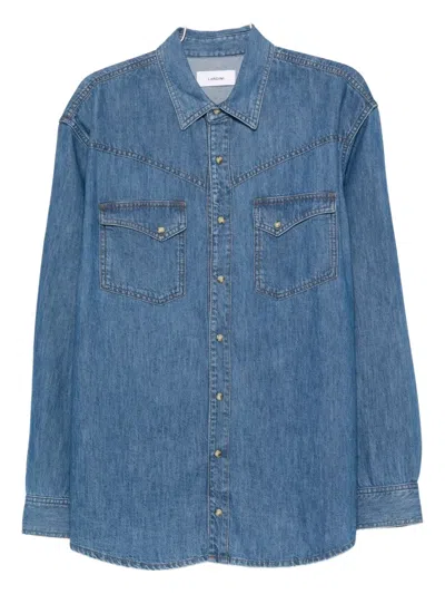 Lardini Double-pocket Denim Shirt In Blue