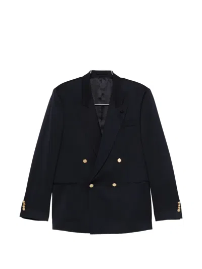 Lardini Double-breasted Blazer In Black