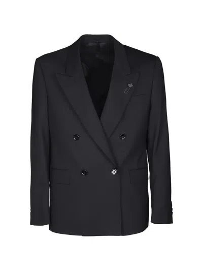 Lardini Double-breasted Blazer In Black