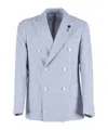 Lardini Double Breasted Peak Lapel Blazer In Blue