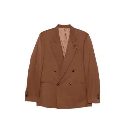 Lardini Double-breasted Blazer In Brown