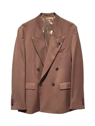 Lardini Double-breasted Blazer In Brown
