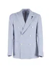 Lardini Double Breasted Peak Lapel Blazer In Gray