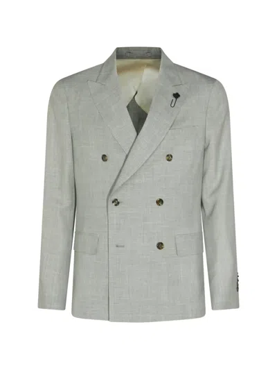 Lardini Double-breasted Blazer In Gray