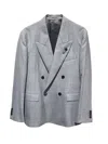 Lardini Double-breasted Peak-lapel Blazer In Gray