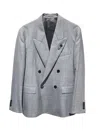 Lardini Double-breasted Peak-lapel Blazer In Gray