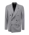 Lardini Grey Pied De Poule Double Breasted Blazer In Gray