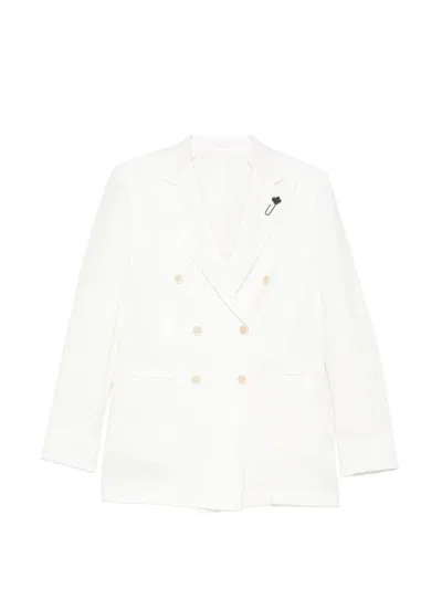 Lardini Double-breasted Blazer In Neutral