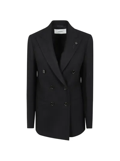 Lardini Double-breasted Cashmere Blazer In Black