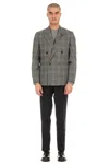 Lardini Double-breasted Check Wool-cashmere Jacket In Gray