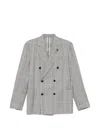Lardini Double-breasted Checked Blazer In Gray
