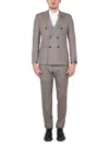 Lardini Double-breasted Checked-pattern Suit In Brown