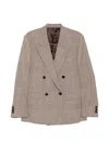 Lardini Double-breasted Check-pattern Blazer In Brown