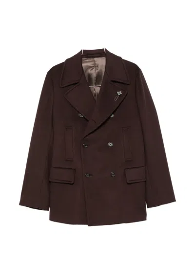 Lardini Double-breasted Coat In Brown