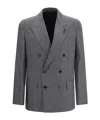 Lardini Grey Pied De Poule Double Breasted Blazer In Gray