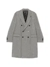 Lardini Double-breasted Coat With Herringbone Pattern In Brown