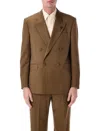 Lardini Soiree Double Breasted Four Button Jacket In Brown