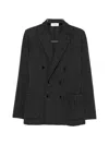 Lardini Double-breasted Houndstooth Jacket In Black