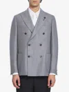 Lardini Double-breasted Virgin Wool Jacket With Peaked Lapels In Gray