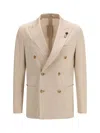 Lardini Double-breasted Jacket In Neutral