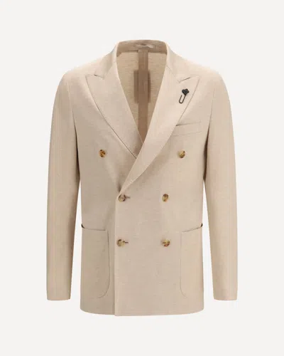 Lardini Double-breasted Jacket In Neutral