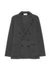Lardini Double-breasted Jacket With Chevron Pattern In Gray