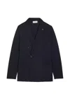 Lardini Double-breasted Knitted Blazer In Blue