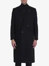 Lardini Double-breasted Long Coat In Black