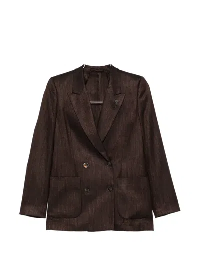 Lardini Double-breasted Peaked-lapel Blazer In Brown