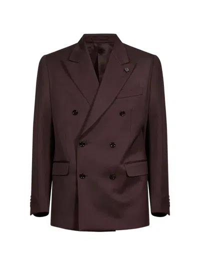 Lardini Double-breasted Peaked-lapel Suit In Brown