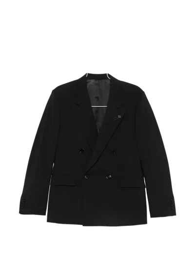 Lardini Double-breasted Peak-lapel Blazer In Black