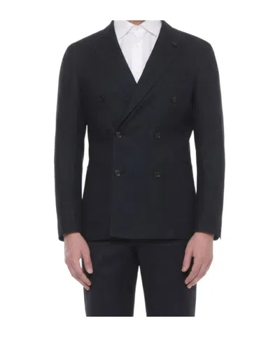 Lardini Double-breasted Peak-lapel Blazer In Blue