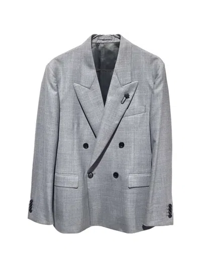 LARDINI DOUBLE-BREASTED PEAK-LAPEL BLAZER