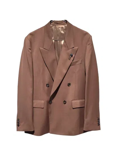 Lardini Double-breasted Peak-lapel Blazer In Brown