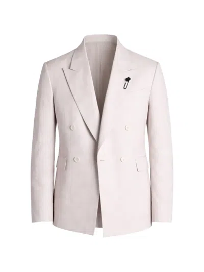 Lardini Double-breasted Peak-lapel Blazer In Neutral