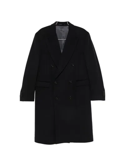 Lardini Double-breasted Peak-lapel Coat In Black