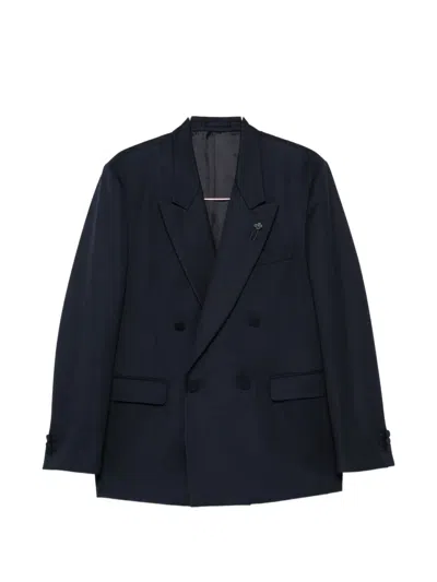 Lardini Double-breasted Peak-lapel Jacket In Blue