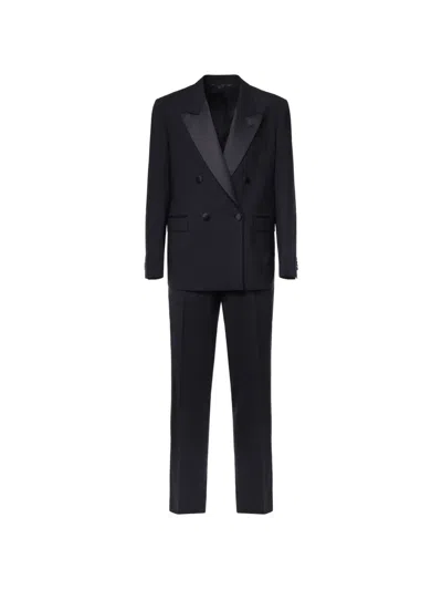 Lardini Double-breasted Peak-lapel Suit In Blue